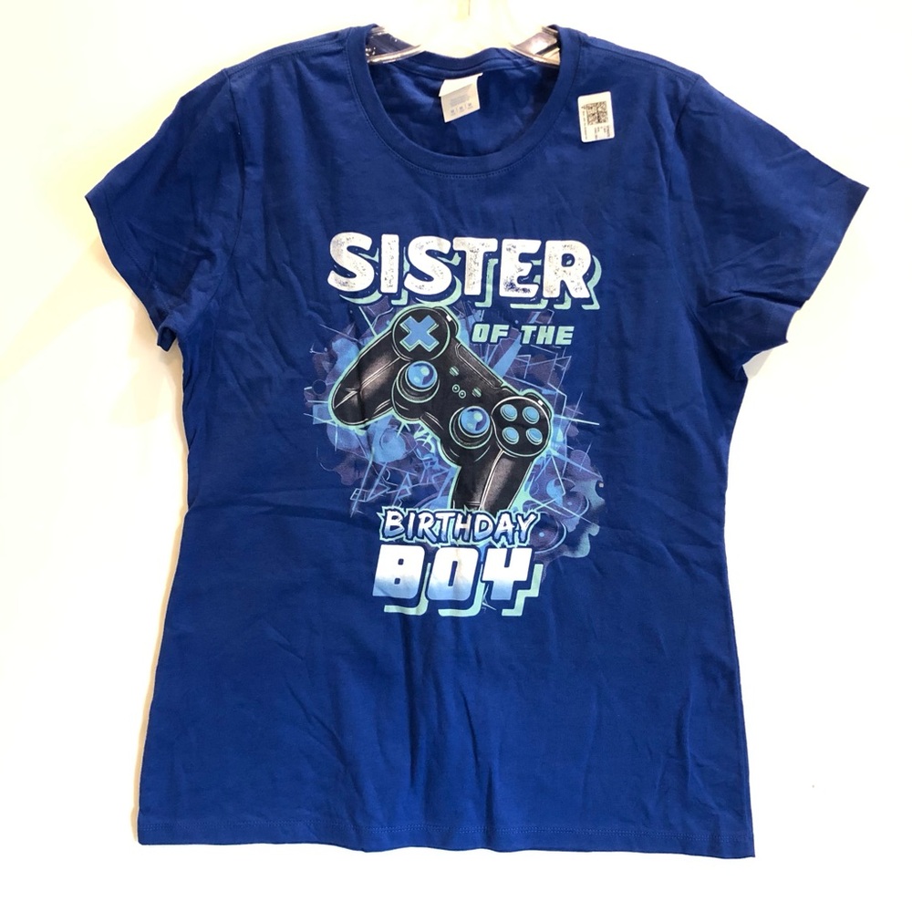 Port & Company Women’s “Sister of the Birthday Boy” T-shirt, Royal Blue, M